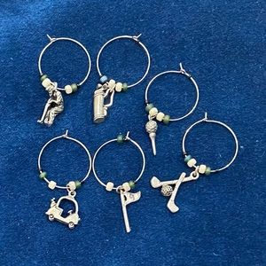 Golfing Wine Glass Charms - Set of 6